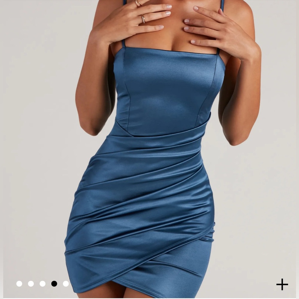 Windsor Ice Blue Satin Mini Dress - Size Small